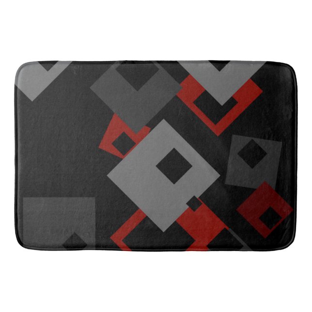 Black red and gray geometric   bath mat (Front)