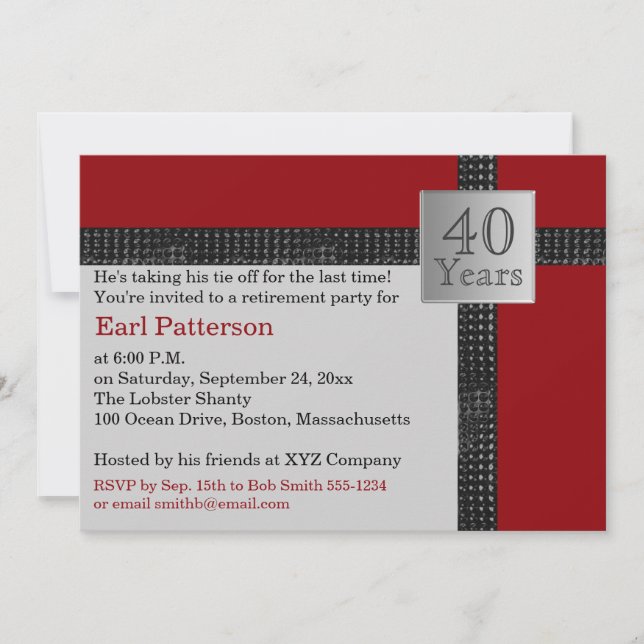 Black, Red, and Gray Retirement Invitation (Front)