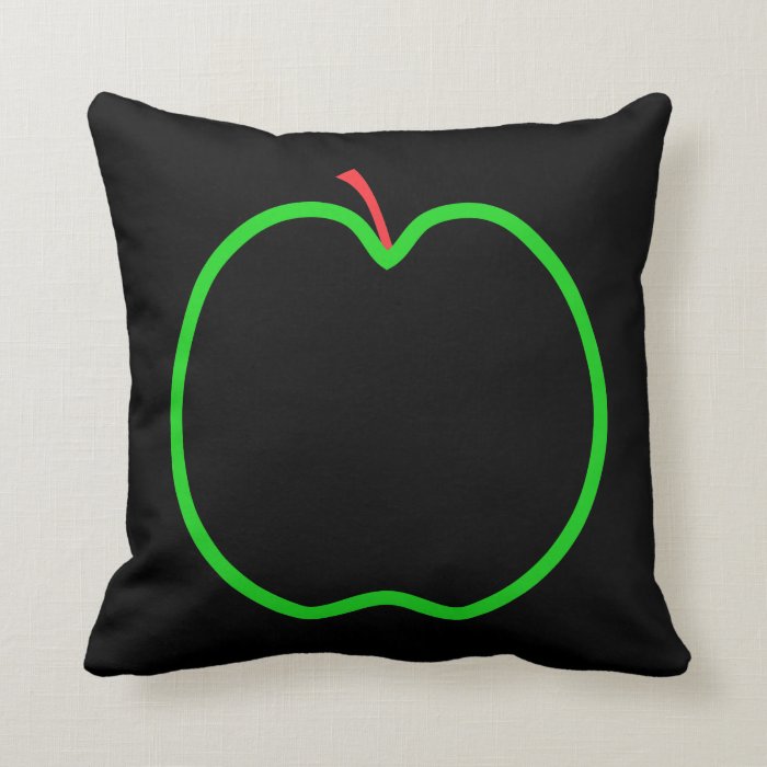 Black, Red and Green Apple Design. Throw Pillow