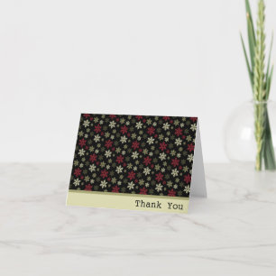 Black Red and Green Snowflake Pattern Thank You Card