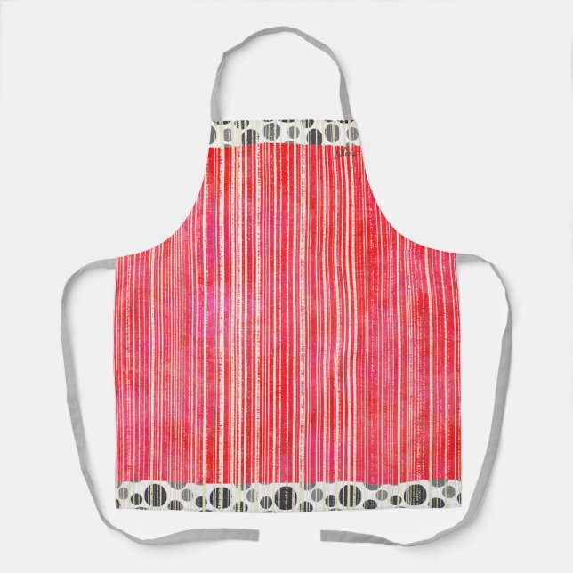 Black, Red, and Grey Modern Polka Dots Apron (Front)