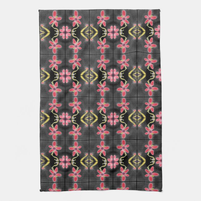 Black Red And Purple Designer Hand Towel (Vertical)