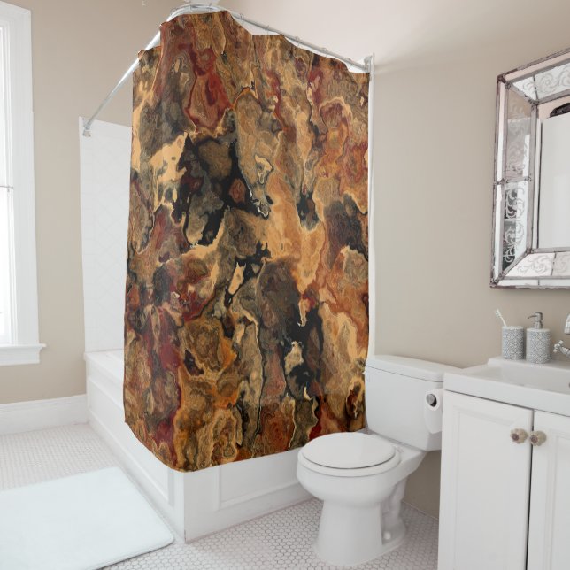 Black, Red and Rust Shower Curtain (In Situ)