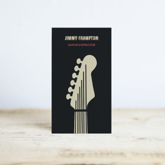 Black, Red and Tan Electric Guitar Instructor Business Card
