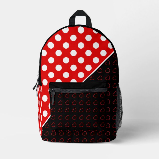 Black Red And White Backpack For Girls (Front)