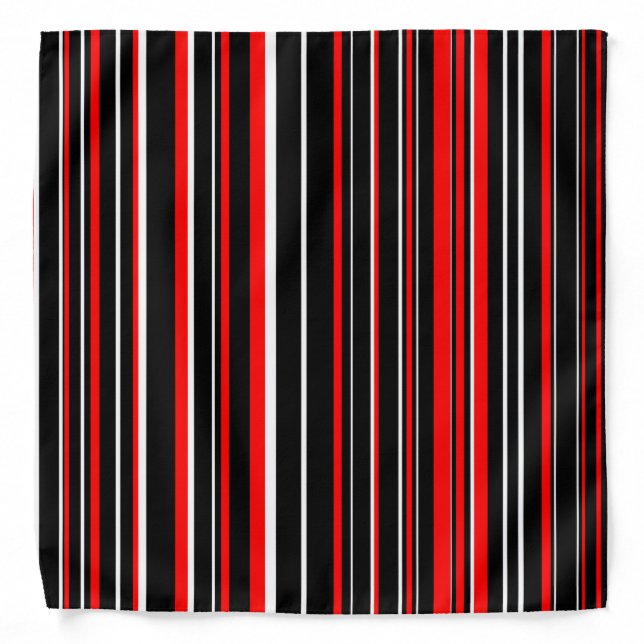 Black, Red, and White Barcode Stripe Bandana (Front)