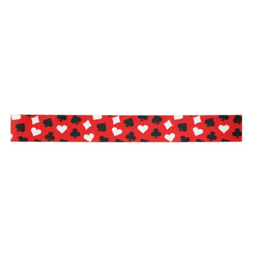 Black Red and White Casino Card Suits Satin Ribbon