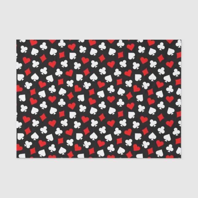 Black Red and White Casino Card Suits Tissue Paper (Front)