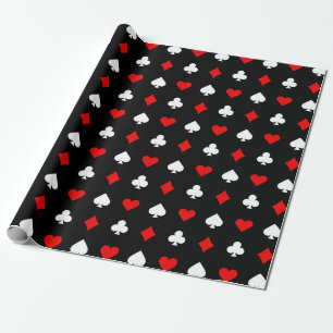 Black Red and White Casino Card Suits Wrapping Paper