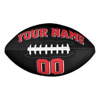 Black Red And White Custom Football by Custom_Footballs at Zazzle