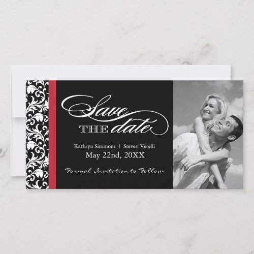 Black Red and White Damask  Save The Date