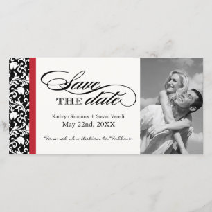 Black, Red and White Damask Save The Date