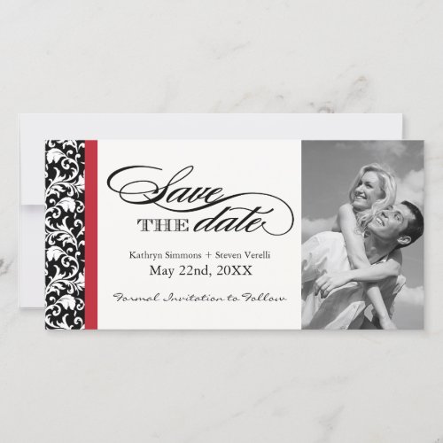 Black Red and White Damask  Save The Date