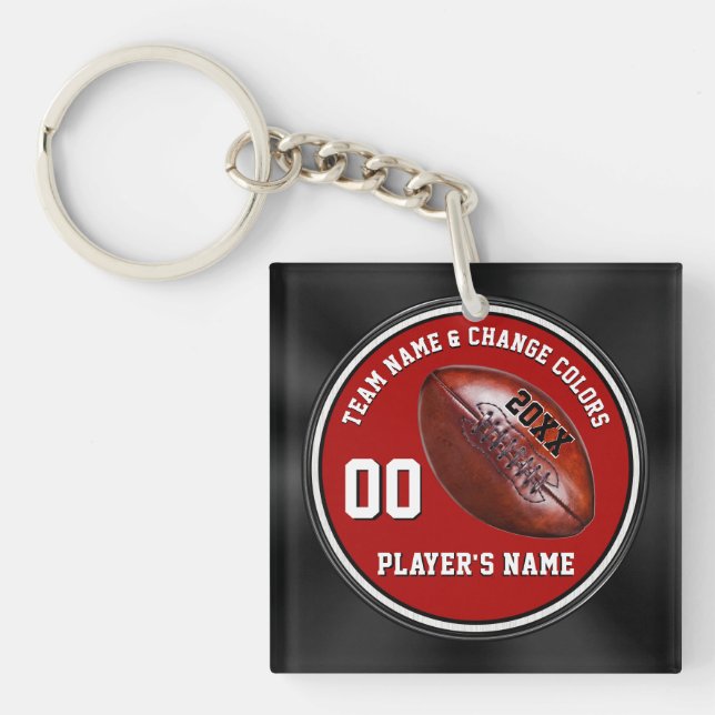 Black Red and White Football Gifts Keychains (Front)