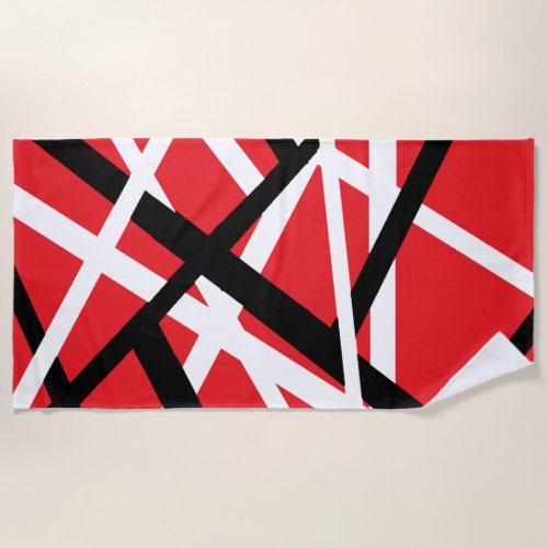 Black Red and White Graphic Beach Towel