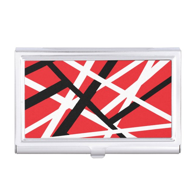 Black, Red, and White Graphic  Business Card Case (Front)