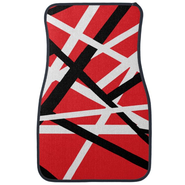 Black, Red, and White Graphic Car Floor Mat (Front)