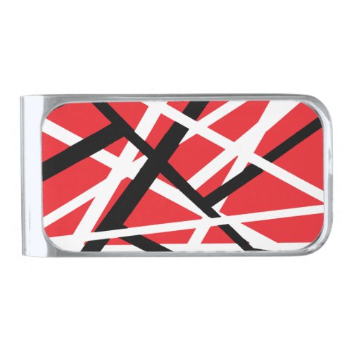 Black Red and White Graphic  Silver Finish Money Clip