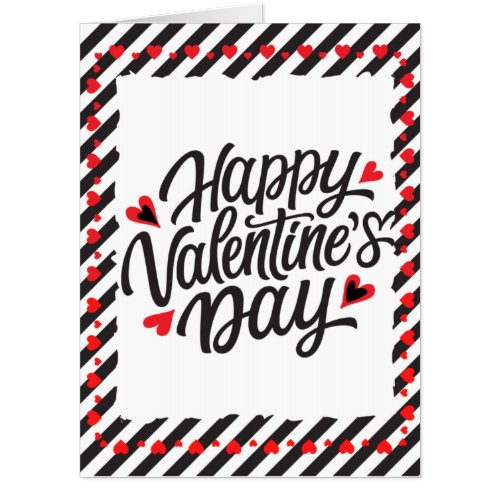 Black Red and White Personalized Valentines Card