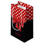 Black, Red and White Polka Dots Ribbon Small Gift Bag
