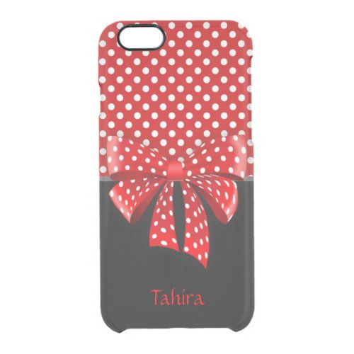 Black Red and White Polka Dots Ribbon Clear iPhone 66S Case