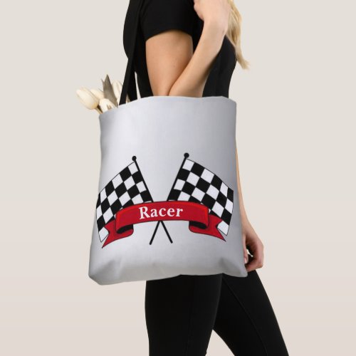Black Red and White Racing Flags Tote Bag