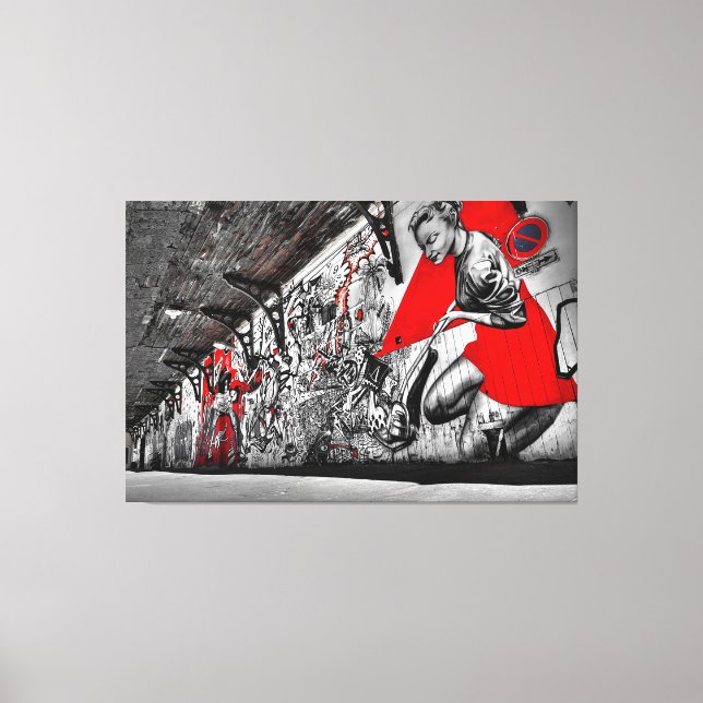 Black, Red and White Street Art Graffiti Wall Art (Front)