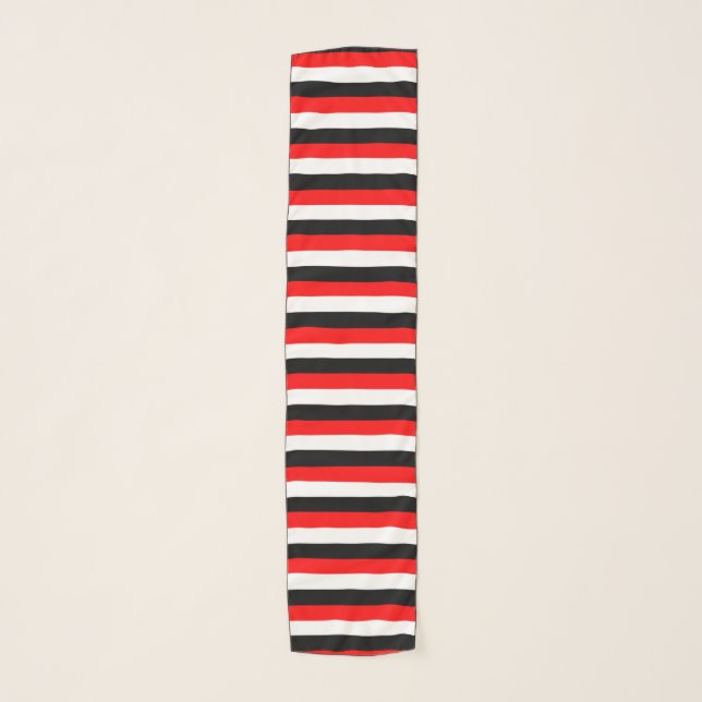 Black, Red and White Striped scarf (Front)
