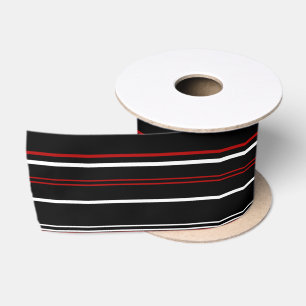 Black red and white stripes satin ribbon