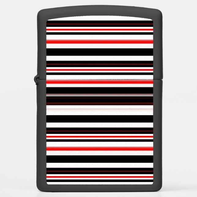 black red and white stripes zippo lighter (Front)