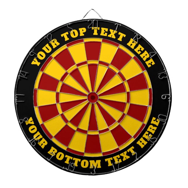 Black Red and Yellow Dartboard with Custom Text (Front)