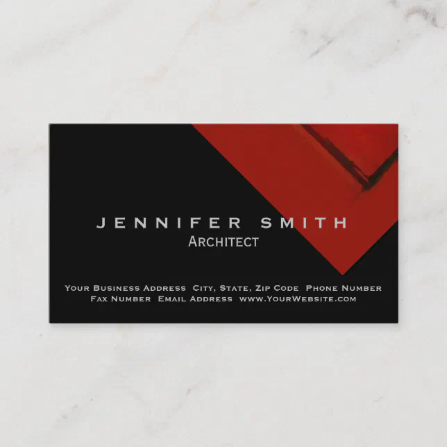 Black Red Architect Business Card Zazzle