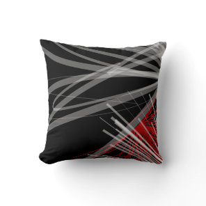 Black & Red Artistic Abstract Ribbons Throw Pillow