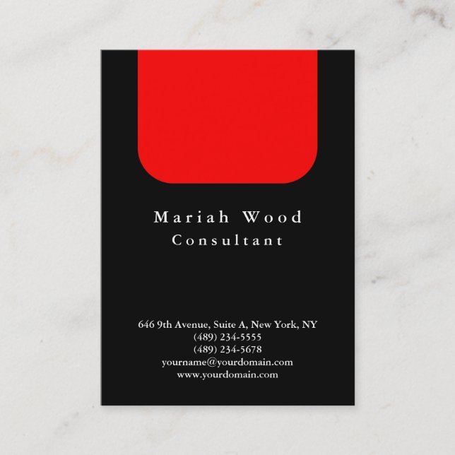 Black Red Background Professional Modern Business Card (Front)