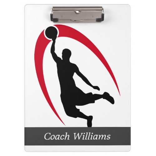 Black Red Basketball Personalized Clipboard