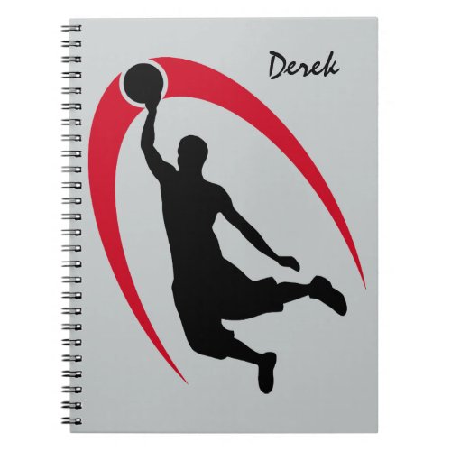 Black Red Basketball Personalized Notebook