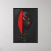 Black & Red Beauty Abstract Canvas Wall Art