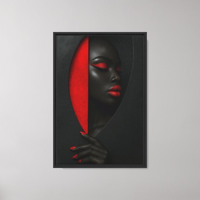 Black & Red Beauty Abstract Canvas Wall Art (Front)