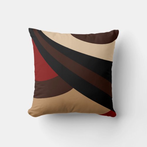 Black Red Beige Brown Modern Design Throw Pillow