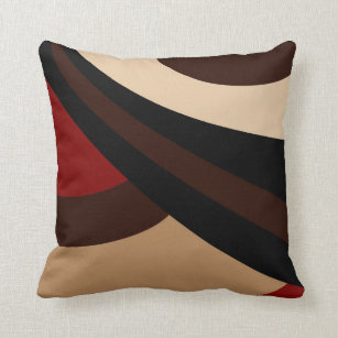 Black, Red, Beige, Brown Modern Design Throw Pillow