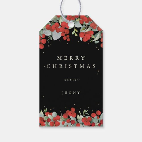 Black Red BerryEucalyptus ChristmasHoliday Gift Tags
