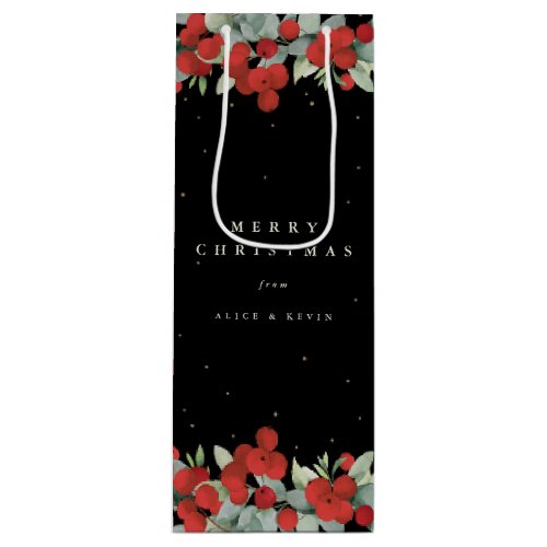 Black Red BerryEucalyptus ChristmasHoliday Wine Gift Bag
