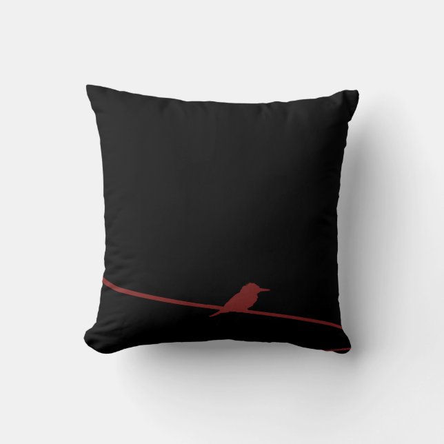 Black & red bird throw pillow (Front)