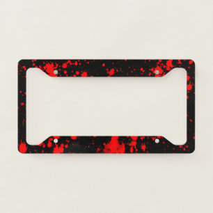 Black Red Blood Splatter Horror Grunge Abstract License Plate Frame
