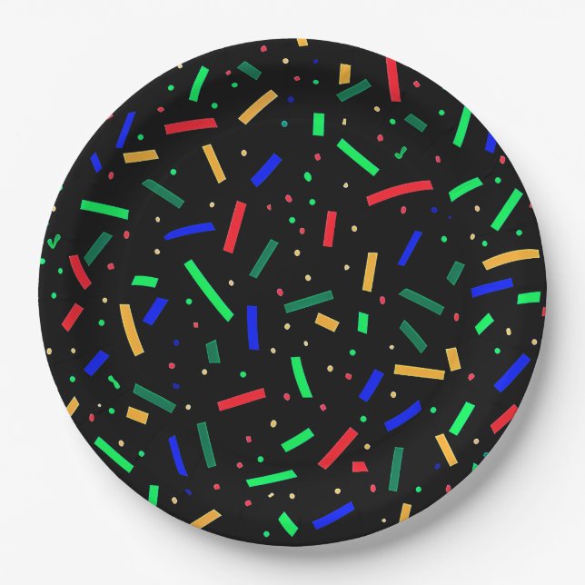 Black Red Blue Green sprinkles  Paper Plates (Front)