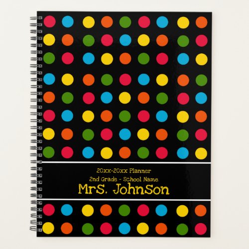 Black  Red Blue Green Yellow Orange Polka Dot Planner