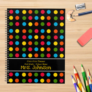 Black Red Blue Green Yellow Orange Polka Dot Planner