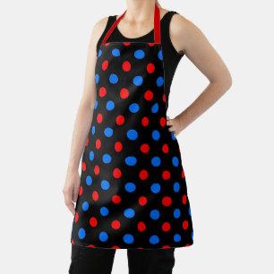Black Red Blue Polka Dots Design Apron