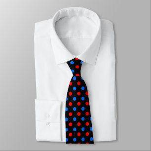 Black Red Blue Polka Dots Design Neck Tie