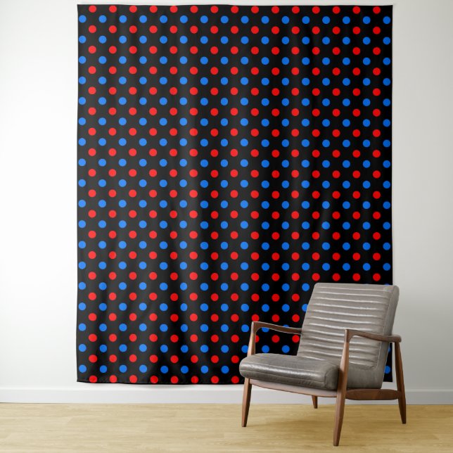 Black Red Blue Polka Dots Design  Tapestry (In Situ)